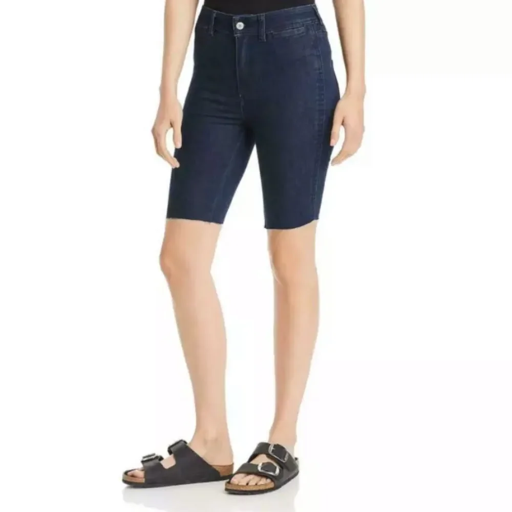 Free People Cut Off Denim Biker Shorts Size 26 NWT Dark Wash